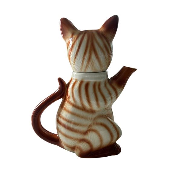 Vintage Novelty Ginger Tabby Cat Ceramic Teapot‎ Tea Pot Tony Wood Studios - Picture 2 of 8